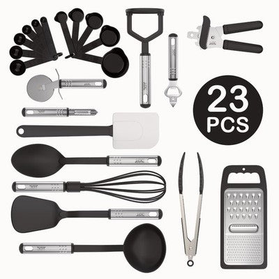 Cooking Utensils Set 23 Piece Stainless Steel Heat Resistant Nylon Kitchen Tool